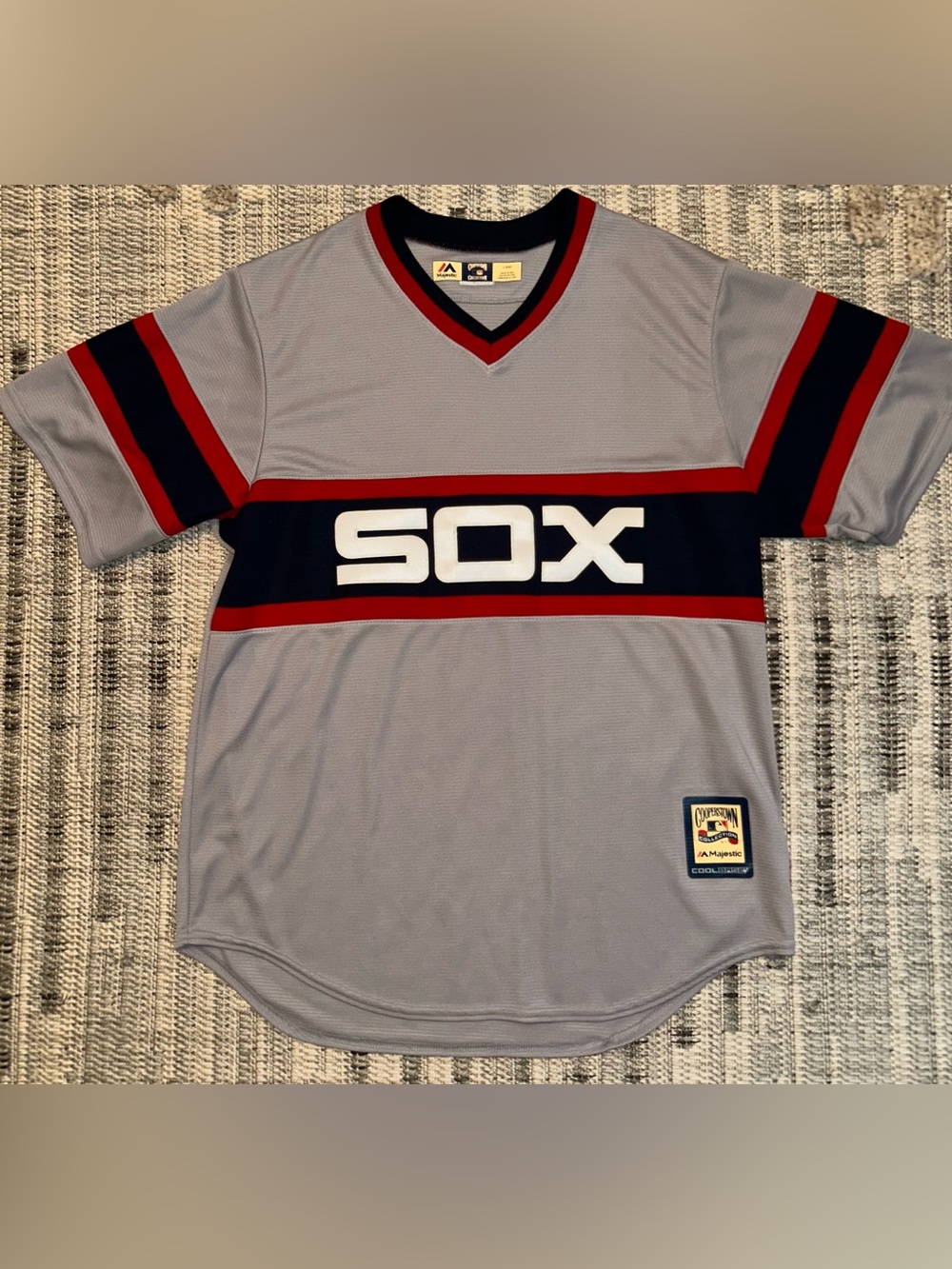 Men's Chicago White Sox Majestic Road Gray Cooperstown Replica Jersey Large